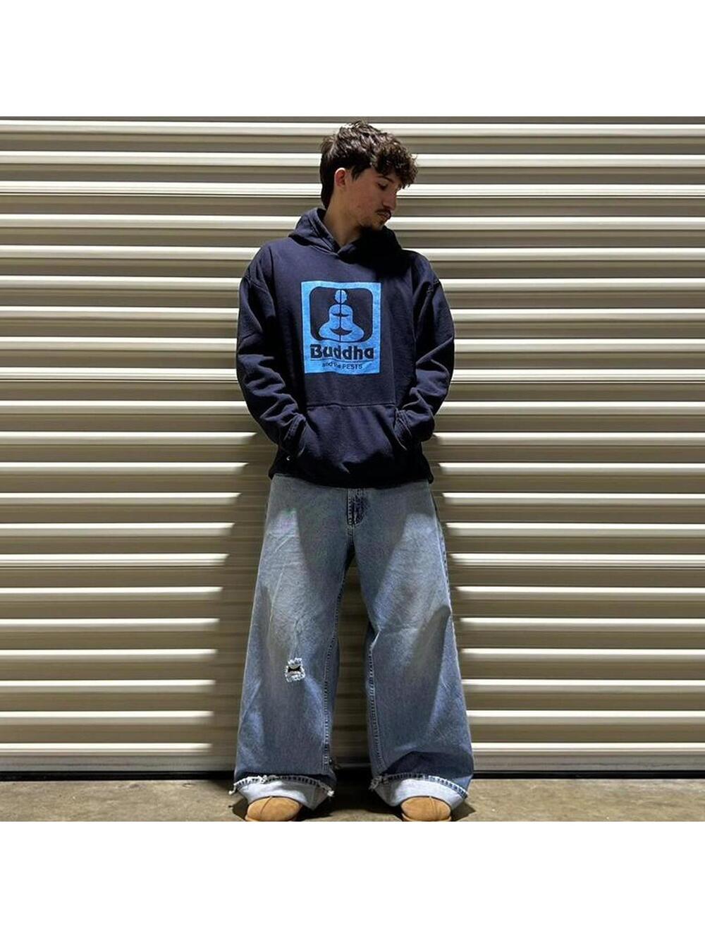 Buddha and the Pests navy blue hoodie